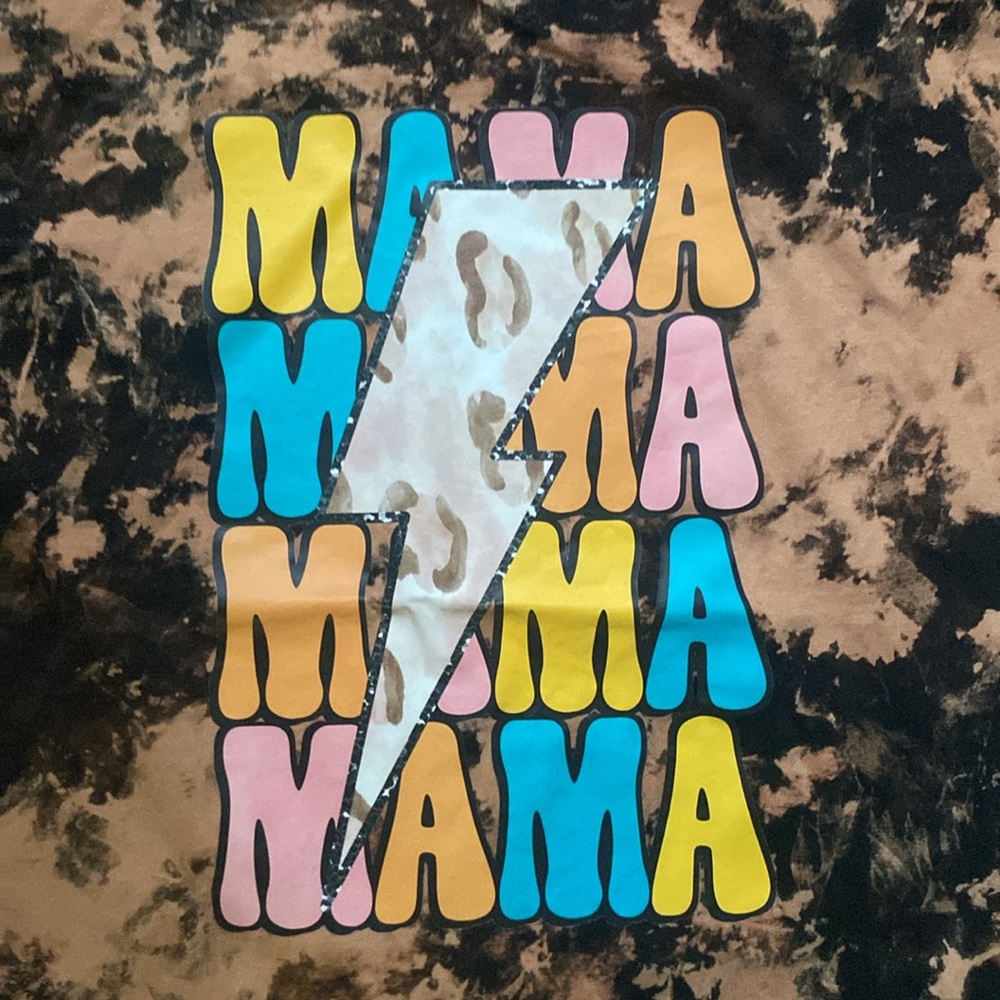 🎁MAMA Brown Short Sleeve Tee with Tie-Dye Effect - Picture 2 of 3